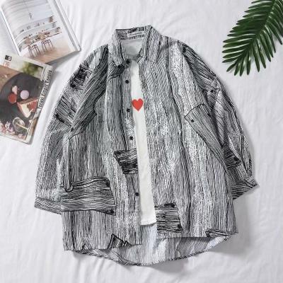 China 2022 Autumn New Korean Casual Shirt Men's Contrast Plaid Shirt Loose Tops Retro Long Sleeve Breathable Shirt for sale