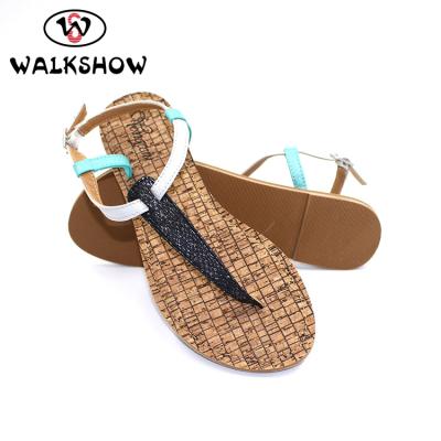 China Beautiful Printed Comfortable Flat Lady Fancy Sandal Summer Woman PU High Quality Shoe for sale