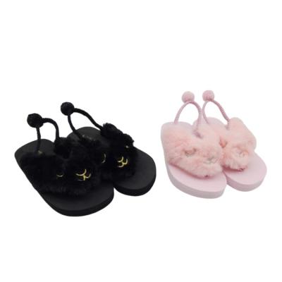 China Black pink printed fluffy sandal for baby 2019 for sale