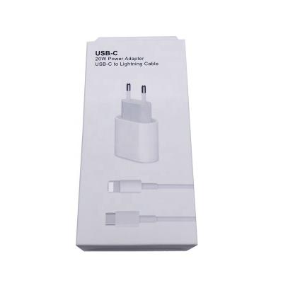 China Mobile Phone One Set For Sale 20W Power Adapter EU Plug 8pin Wall Charger With PD Charging Cable For Apple iPhone 13 Pro C Type Fast Charging for sale