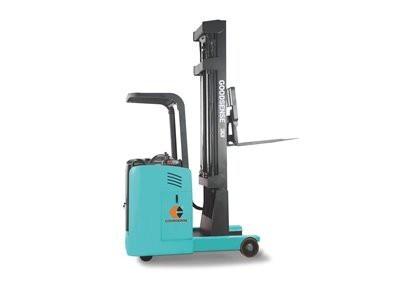 China Power And Smarts All In One Stand Up Forklift Reach Forklift Goodsense for sale