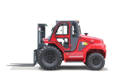 China Goodsense 54.9kw Engine 4×4 Model 3 Ton 4 Wheel Drive Rough Terrain Forklift With A Four Cylinder Hatz Engine for sale