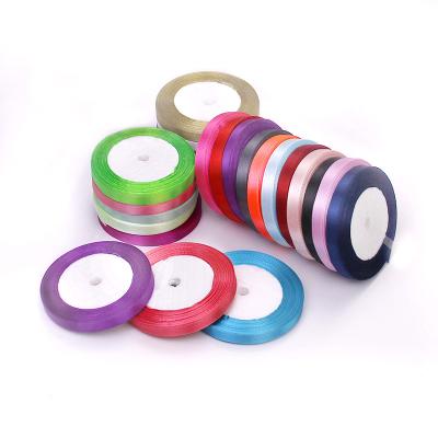 China Wholesale 25 Yards Single Face/Roll Polyester Satin Ribbon Gift Wrapping Ribbon 1cm Wide for sale