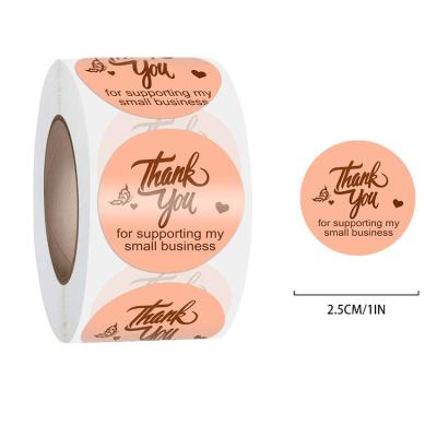 China Waterproof Thank You Adhesive Sticker Thank You Label Roll Customized Waterproof Pink Circle Label Sticker for sale