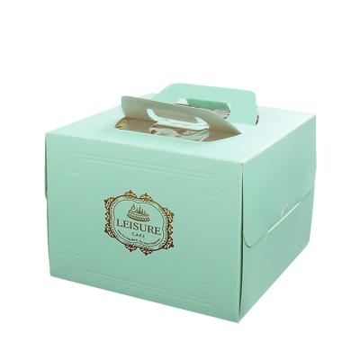 China Recyclable Luxury Portable Wedding Cake Cartons Folding Gift Cake Box With Handle for sale