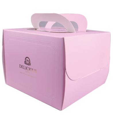 China Recyclable Custom High Quality Cake Box Donut Packaging Box Birthday Paper Cake Box With Handle for sale