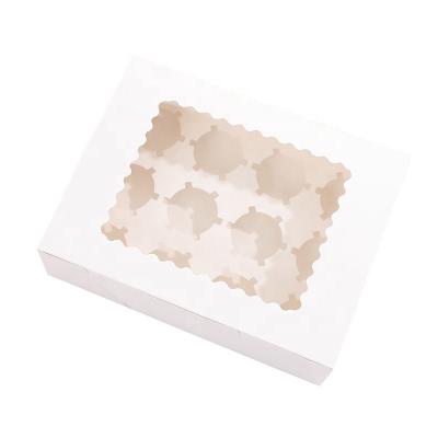 China 12 Holes Factory Price Recyclable Baking Paper Box Recyclable Cupcake Packaging Box for sale