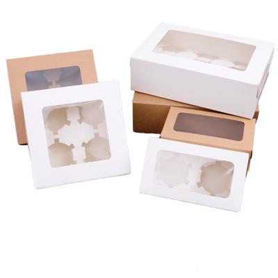 China 1/2/4/6/8/12 Hole Recyclable Bulk Bakery Packaging Boxes Paper Cupcake Box With Window for sale