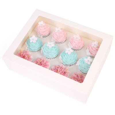 China Fashion Recyclable Custom Style Recycled Packaging Cupcake Boxes Muffin Boxes 4/6/12 Holes for sale