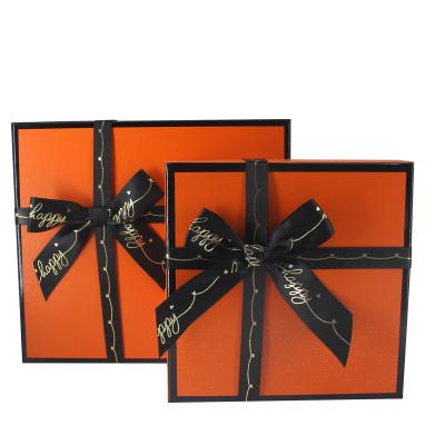 China Recycled Materials Elegant Jewelry Gift Packaging Box Luxury Orange Gift Boxes For Cosmetics Packaging for sale