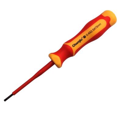 China Household Tool Kit 1000V VDE Insulated Slotted Screwdriver 0.4*2.5*75mm With Dedicated PP+ TPR Handle S2 Steel Electrician Screwdriver for sale