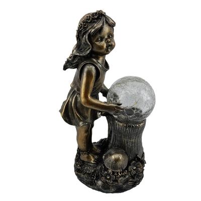 China Europe Girl Statue Solar LED Garden Decorations Lights Outdoor Girl Ornament Sculptures for sale