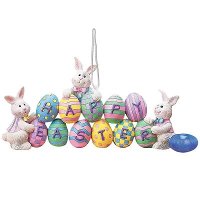 China Europe animal statues home and garden decoration garden easter egg rabbit resin figurines for sale