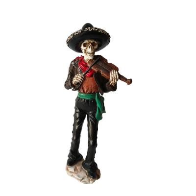 China High Quality Europe Violin Violin Resin Statue Skulls Playing Violin Resin Crafts Ornaments for sale