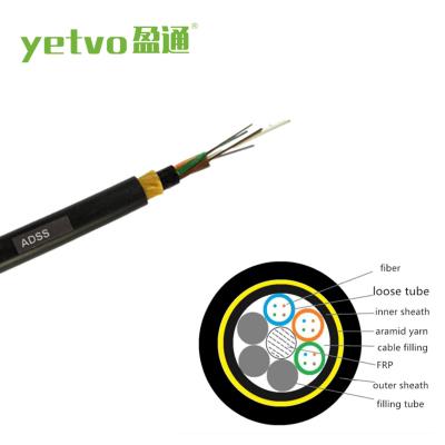 China Outdoor ADSS 12 core singlemode all-dielectric double-sheath aerial fiber optic cable g652d for sale