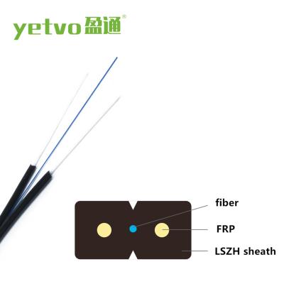 China LSZH GJXFH 2 Core FTTH Singlemode Drop Fiber Optic Cable With 2 FRPs Parallel for sale