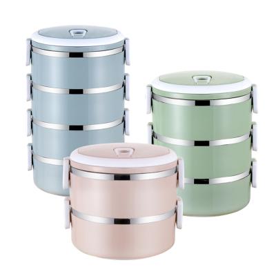 China Portable plastic freshness preservation office school tiffin stainless steel bento 201 lunch box for sale