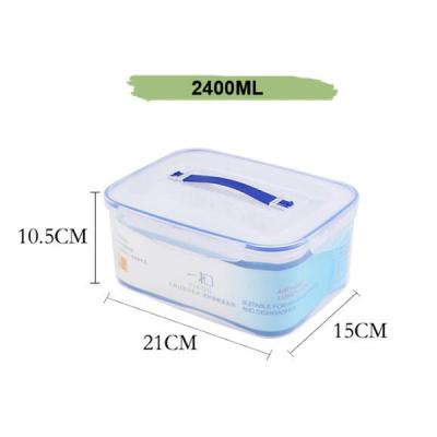 China Airtight Picnic 2400ml Microwavable Easy-Carry Clear Plastic Pickle Storage Box PP Food Container With Handle And Snap Lock for sale