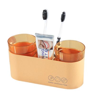 China New Arrival Sustainable Wheat Straw Toothbrush Holder Set Plastic Bathroom Accessory for sale