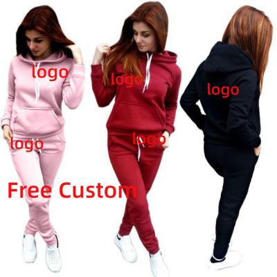 China 2022 New Arrival Women Winter Women Wear Two Pieces Hooded Sweat Suit Women Cotton Hoodie And Pant Set Sport Set for sale