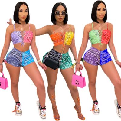 China New Arrival Breathable Designer Print Sets Women's Sleeveless Women's Two Piece Set Women Clothing 2 Piece Panty Set 2022 Summer for sale