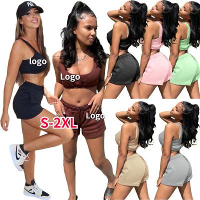 China Breathable Custom Logo Summer Outfit 2 Piece Set Women Two Piece Shorts Set Creams Salon Wear Sets Short Women for sale