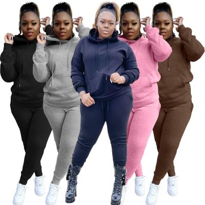 China 2022 Breathable New Plus Size Fashion Casual Hooded Winter Sets Women Shear Two Piece Suit Plus Size Women Clothing for sale