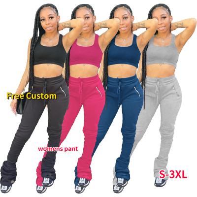 China S-3XL Zipper Pocket Pants Breathable Custom Womens Knitted Stacked Trousers Stacked Gaiters for sale