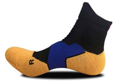 China Colorful Sport Knitted Mens Athletic Socks Reinforced Heel Anti Slip for sale