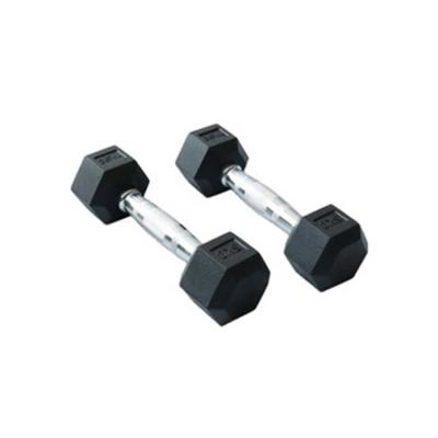 China rubber covered dumbbell SPART gym used rubber hexagon dumbbell set with ergo handle for sale