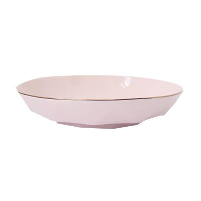 China Diamond Minimalist European Style Durable Dish With Gold Rim Ceramic Serving Dish Dinnerware Sets For Home Use for sale