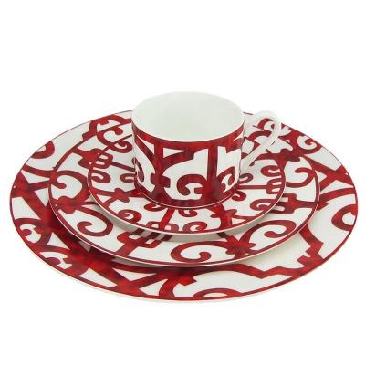 China Sustainable Red Dishes Sets Modern Luxury Dinnerware Sets for sale