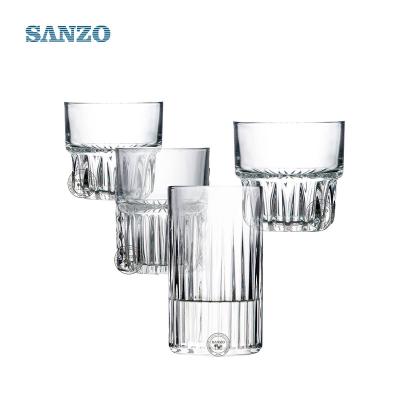 China K47Japanese Style Viable Simple Creative Transparent Vertical Pattern Household Glass Water Cup Set Stain for sale