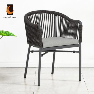 China Modern High Quality Aluminum Restaurant Chair Retro Rope Balcony Chair Outdoor Dining Chair for sale