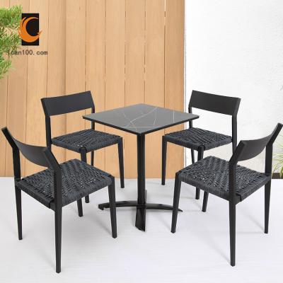 China Durable New Cafe Furniture Popular Wicker Cafe Restaurant Outdoor Table and Chairs Resturant Furniture Set for sale