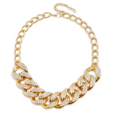 China New hot-selling item exaggerated romantic jewelry hip-hop ornaments retro geometric diamond short alloy necklace for sale