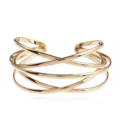 China Office/Career Ladies Style Metallization Bracelet Simple Open Personality Hollow Out Retro Geometric Bracelet Bangle for sale