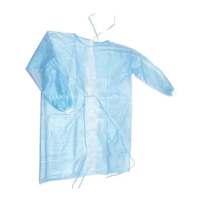 China Gernal CPE Medical Disposable Blue Waterproof Plastic Isolation Long Sleeve Waterproof Isolation Gown for sale