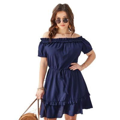 China 2021 Fashion Breathable Women Plus Size Women's Plus Size Dress Casual Dress Off Shoulder Dresses for sale