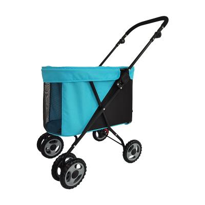 China Sustainable Wholesale 4 Wheels Folding Pet Trolley Dogs Cat Pet Stroller Detachable Travel Small Dog Stroller for sale