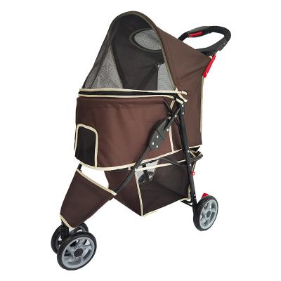 China Melogo Sustainable Portable Brake Pet Stroller One Double Hand Fold Pet Stroller For Dogs And Cats for sale