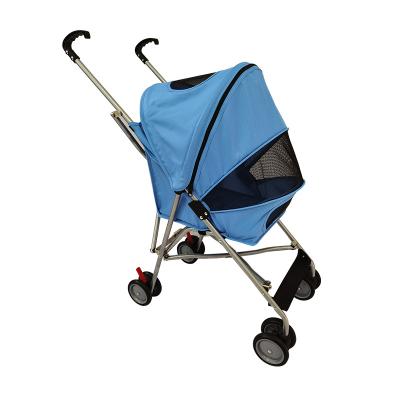 China Sustainable Instant Sale Goods Sky Blue Durable Easy Heat Dissipation Traveling 4 Wheels Carry Dog Cat Pet Stroller for sale