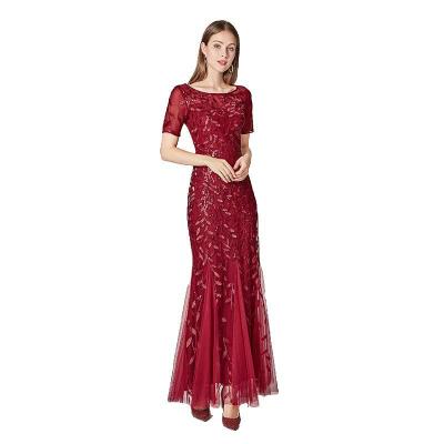 China European and American thin net fishtail women's breathable host dress evening sequin gauze banquet dress for sale