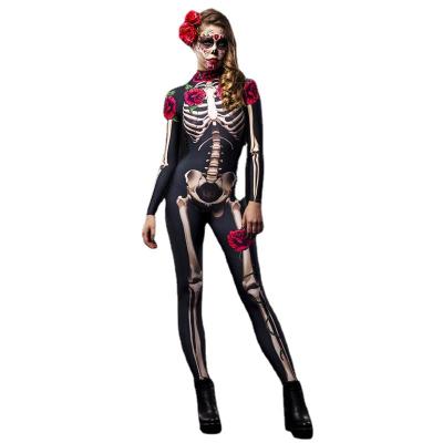 China Viable Cosplay Costume Children's Clothing Adult Rose Skeleton Flower Jumpsuit for sale