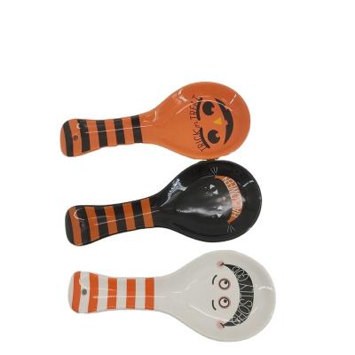 China Sustainable Halloween Gifts Kitchen Utensil Cooking Tool Serving Ceramic Spoon Rest Holder for sale