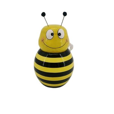 China Novelty Hand Made Ceramic Big Funny Bee Shaped Candy Nuts Cookie Jars For Decor for sale