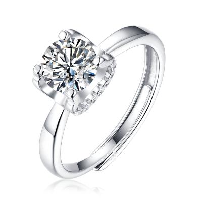 China Fashion One Carat Princess Square S925 Silver Fine Mossan Stone Ring for sale