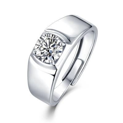 China Classic Men's S925 Silver Mossang Diamondsilver Ring Forward for sale