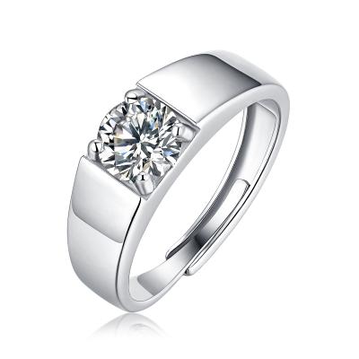 China Charm Mens S925 Silver Mossang Diamond Silver Front Ring for sale