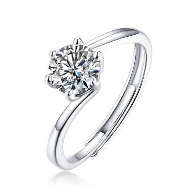 China Charm Fashion One Carat Ring S925 Precious Silver Mossan Stone Diamond Ring for sale